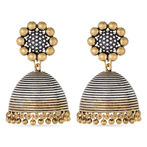 Image of Rubans Jhumka Earrings Oxidised Trendy Jewellery Gift for Women & Girls