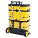 Stackable Rolling Tool Box Organizer with Telescopic Comfort Grip Handle – Mobile Upright Rigid Tool Chest with Wheels and Drawers by Stalwart