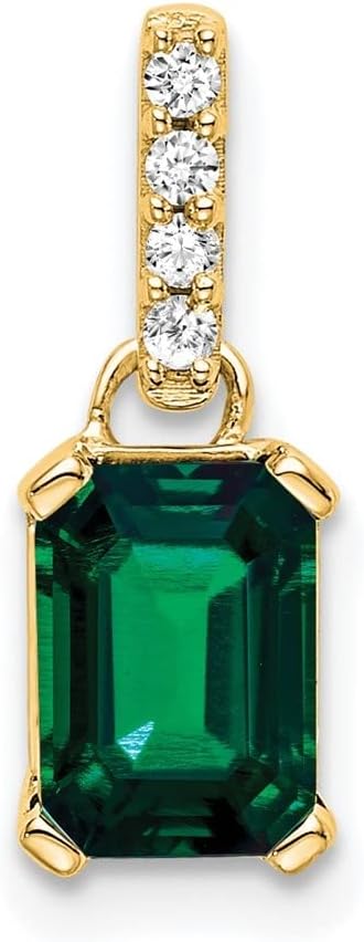 14K White or Yellow Gold Gemstone and Diamond Pendant