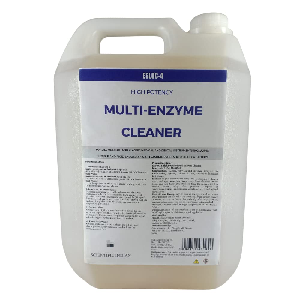 Scientific Indian I ESLOC-4 Cleaning and Disinfectant Solution for Medical, Surgical and Dental Instruments I Anti Rust Enzyme based I 5000 ml (5000 ML) (B0B8H3TXH1) Amazon Price History, Amazon Price Tracker