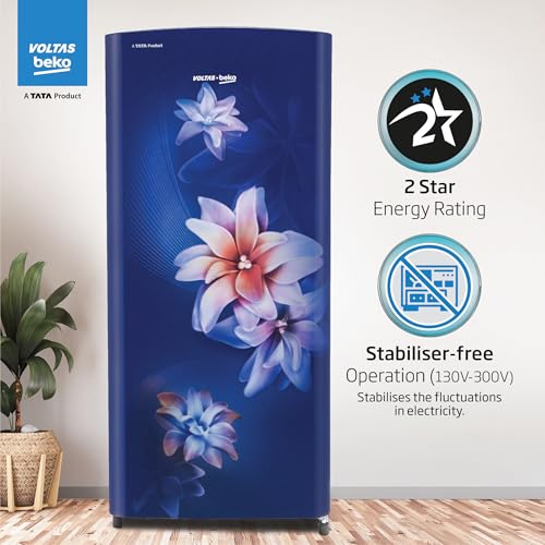 Voltas Beko, A Tata Product 183 L, 2-Star Single Door Direct Cool Refrigerator with Fresh Box Technology (RDC215C / 2S0WBR0M0000GO, Stella Blue) 8 51oFHDi7SSL