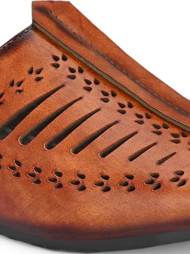 Image of Ethnic Jutti & Mojri Shoes for Men | Traditional Nagra Style Footwear | Slip On Design | Closed Toe Pattern | Cultural Wear Mens Shoes | Black Color 