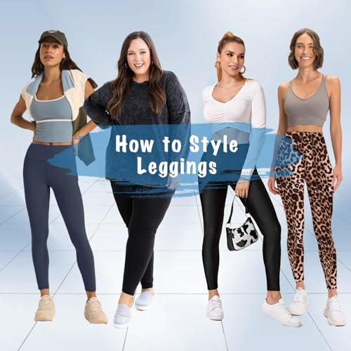 Image of TNNZEET High Waisted Leggings for Women - No See Through Tummy Control Cycling Workout Yoga Pants with Pockets Reg & Plus