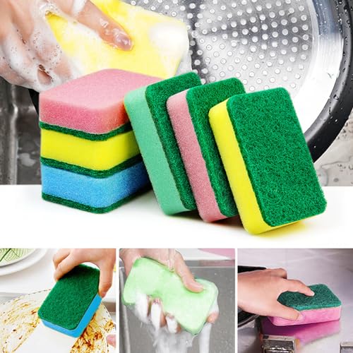 Image of (58 Pack)Kheoxusa Individually Wrapped Sponges,Sponge Individually Wrapped,Individually Wrapped Sponges Bulk Packed for Cleaning Dishes Kitchen Scrub Dish Non Scratch Scrubber Bulk-Round(Color Random)