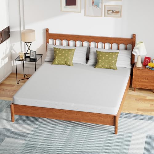 Image of PayLessHere 5 inch Memory Foam Mattress Cooling Gel Green Tea Infused Mattress,Fiberglass Free,CertiPUR-US Certified,Cooler Sleep Supportive & Pressure Relief,White California King