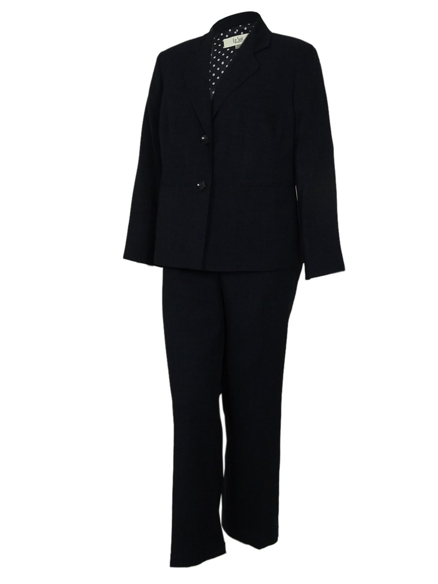 Le Suit Women's Plus Size Seamed Waist Jacket with Pant Suit Set