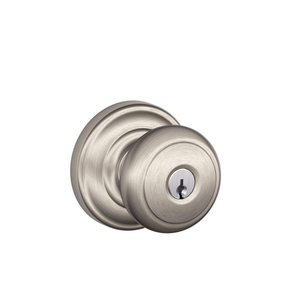 SCHLAGE Andover Trim Anahtarlı Giriş Kilidi, Saten Nikel ile F51A VE 619 VE Andover Düğmesi