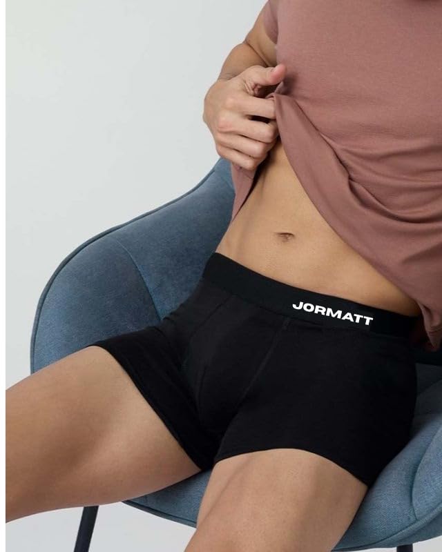 Image of Jormatt Men's Boxer Trunks, Pack of 3, Grey, Black and Blue, Multicolour