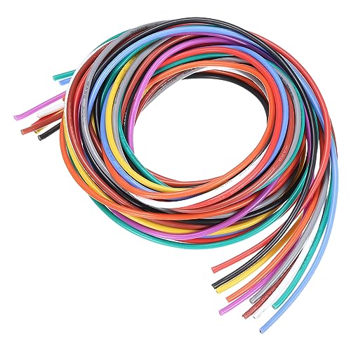sourcing map 14 Gauge Silicone Wire 14AWG Electrical Wire Stranded Wire Flexible Tinned Copper Wire High Temp Hookup Wire 10 Color 1.5m/4.92ft for Car Model Electric Appliances 10pcs