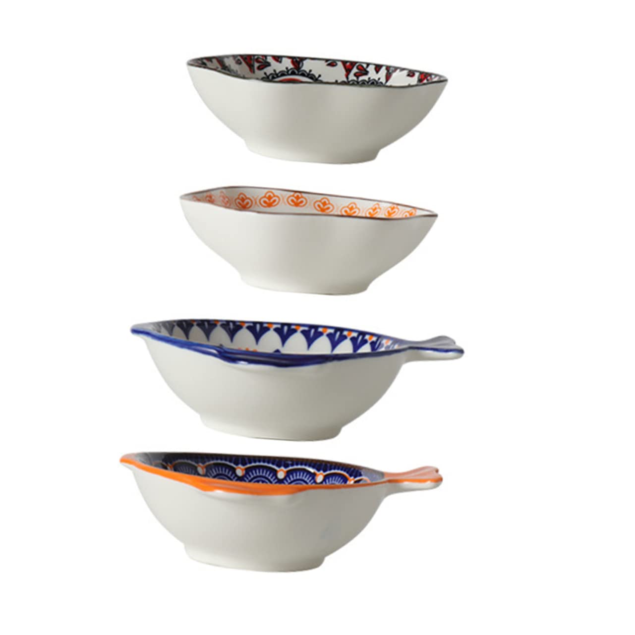GRADENEVE4Pcs Ceramic Sauce Dishes Bohemia Style Seasoning Bowls for Dipping Kitchen Tableware Assorted Colors for Sauces Snacks and Condiments
