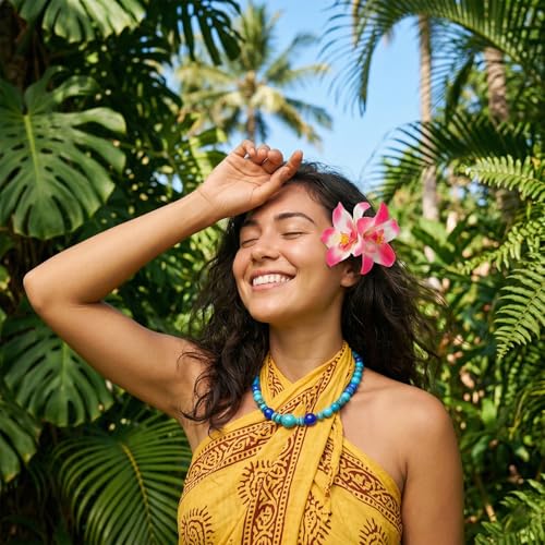 6 Piezas Clips de Pelo con Flores Hawaianas para Mujer miniatura 7