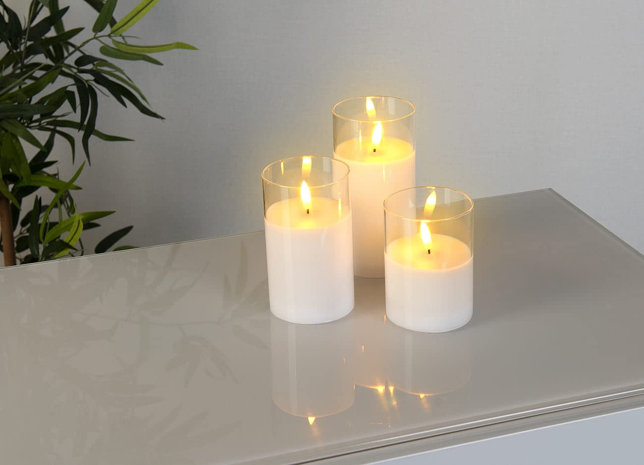 candele a led con telecomando: Set da 6 Candele LED in cera vera, con telecomando, diverse dimensioni, in vetro acrilico (realistiche, elettriche a cera, dimmer)