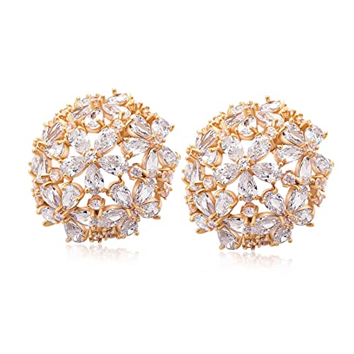 Boucles d'oreilles or 18 carats pour femme chic avec fleur en moissanite
