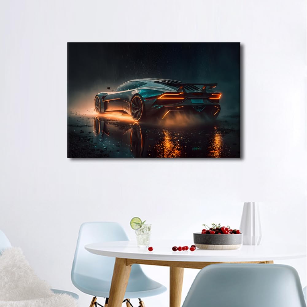 TISHIRON Wall Pictures for Living Room 1 Panels Modern Wall Art Sleek Futuristic Luxury Car Posters and Prints for Home Office Hotel Wall Decoration Stretched Framed Ready to Hang - Image 4