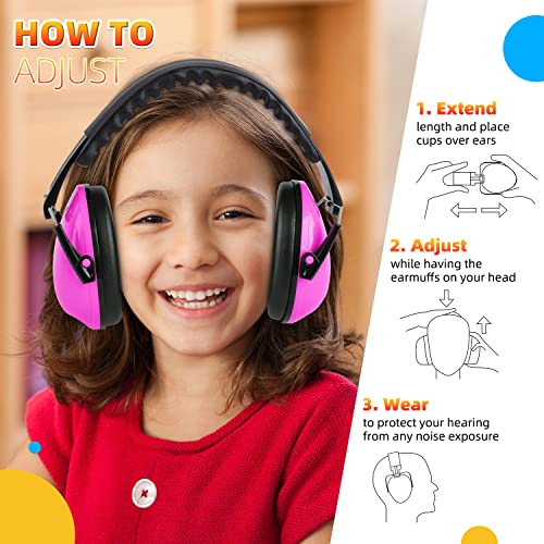 MelonArt Kids Ear Protection Earmuffs Safety Hearing Protection Headphones Noise Reduction for Autism Sensory Kids Chirldren (Green & Pink) - Image 7