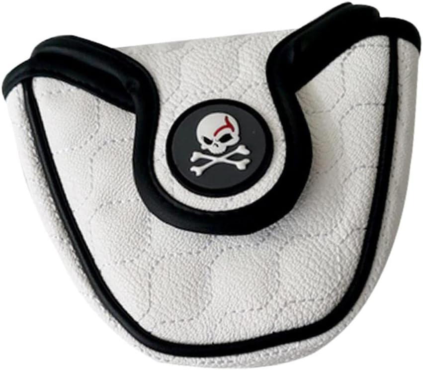 Weight Golf Mallet Putter Head Cover White PU Leather Closure Design - Universal Size, Club ion - Gift for Men and Women Golfers