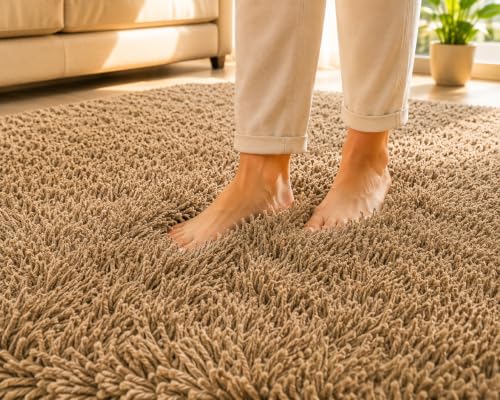 Image of Shaggy Carpet 5x8 Ft for Living Room & Bedroom (Mouse)