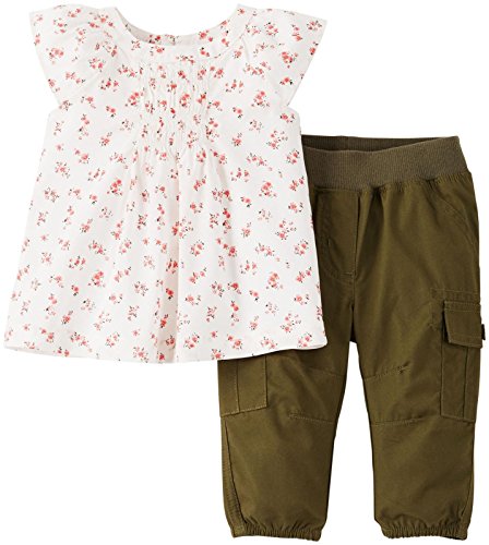 Vêtement bébé fille ensemble 2 pièces olive avec tunique fluide