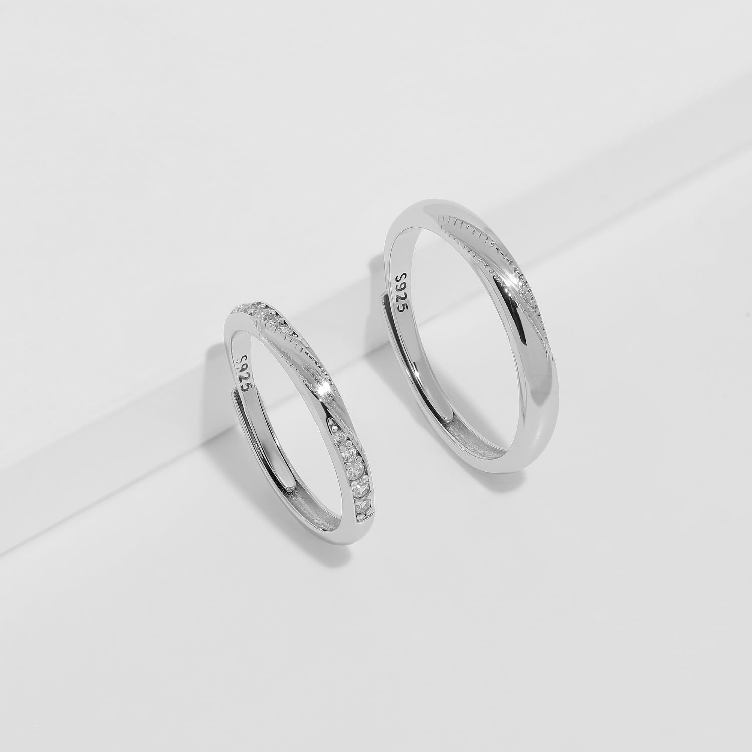 Meissa 925 Anillos Plata Esterlina de Tamaño Ajustable Anillos Pareja para Hombres y Mujeres Hechos a Mano a Juego Anillos de Promesa Personalizados Anillos de Boda Joyería Nupcial
