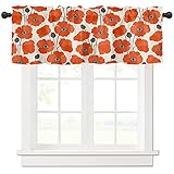 Litter Star Abstract Orange Poppies Window Valance Rod Pocket Panel for Kitchen Bedroom Windows Wate