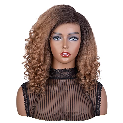FASHION IDOL Lace Front Afro Big Hair Wig for Black Women Short Big Hair Wig with Curly Ends Lady Weave Wig