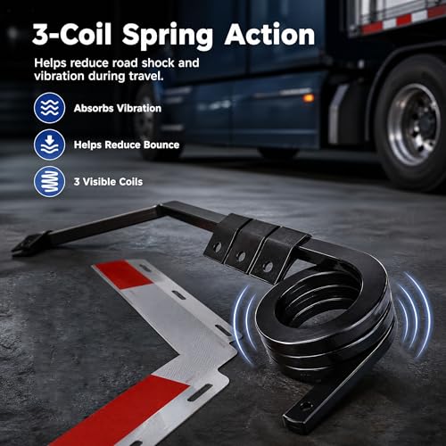 Image of Angled Bar Type Mud Flap Hangers for Semi Truck Mud Flap Hangers for Semi Mud Flaps with Reflective Strip Tape Square Steel Mudflap Hangers with 3 Coils