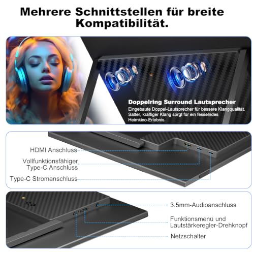 HGFRTEE Portable Monitor 13,5 Zoll, 2,2K(2256x1504), 3:2, 100% sRGB, HDR10 – Ansicht 4