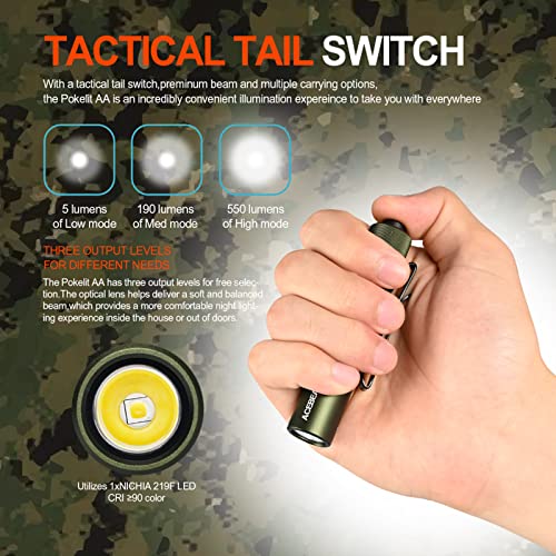 Acebeam POKELIT AA-P Aa Rechargeable Mini Flashlight With Clip, 550 High Lumens Pocket Edc thumb #2