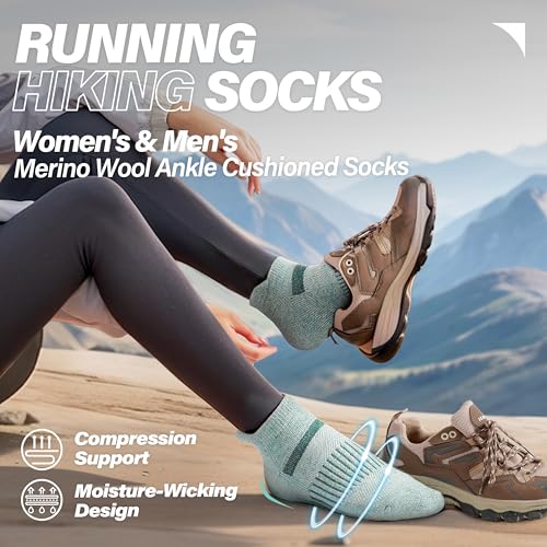 6 Pairs Merino Wool Ankle Running Hiking Socks Compression Support Breathable Thick Cushion No Show Socks for Women Men2
