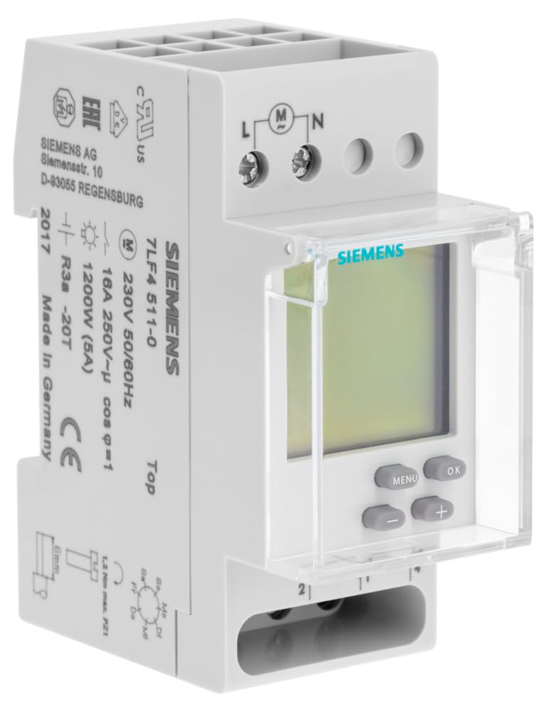 SIEMENS Ingenuity for life - Interruptor horario semanal digital 230V 16A 1 canal 2 modulos
