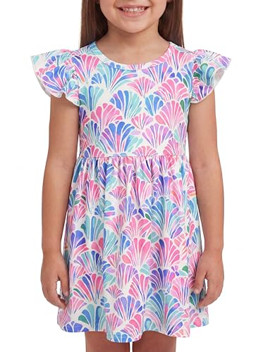 Image of Unique Baby Girls' Short Sleeve Everyday Printed Dresses for Kid and Toddler, Sizes 2T-12Y