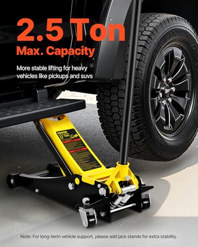 Image of VEVOR 2.5 Ton Low Profile, Heavy-Duty Steel Racing Floor Jack with Dual Pistons Quick Lift Pump, Lifting Range 3.64 inch-19.49 inch