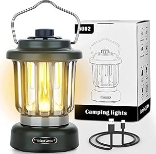 Camping Light, Rechargeable Camping Lantern 300LM Dimmable Camping Lamp, 3 Light Modes, Waterproof-Rechargeable Lantern for Camping Hurricanes Emergency Power Outages, Valentines Day gift for Him