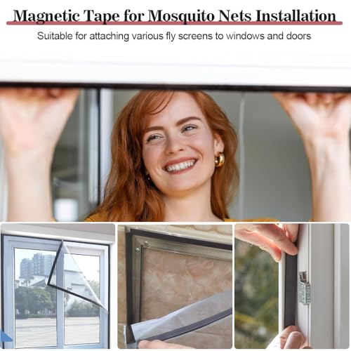 BUZIFU Magnetband Selbstklebend A+B (3M + 3M) Magnetband für Fliegengitter & Moskitonetze 15mm breit Magnetklebeband selbstklebend Magnetstreifen mit extra starkem für Fenster ohne Bohren