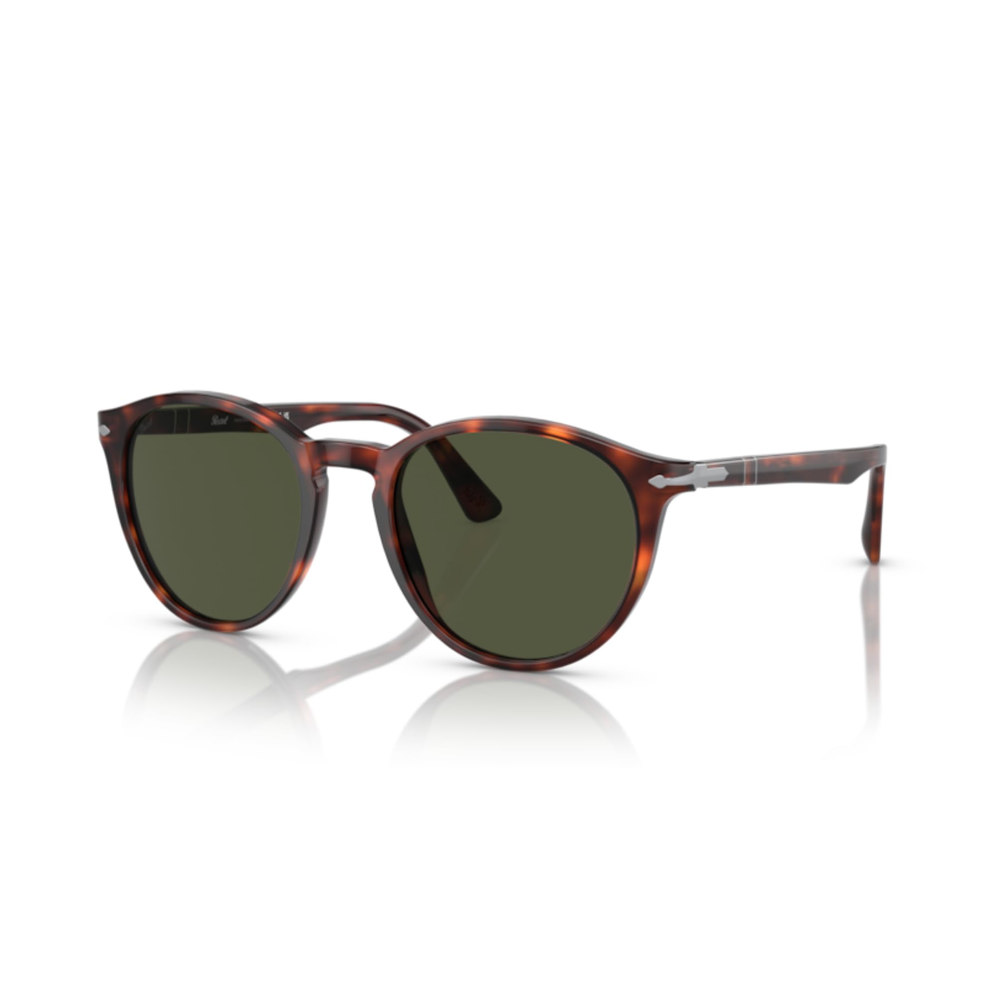 Persol PO3152S 901531 52MM Havana/Crystal Lens Green Round Sunglasses for Men +BUNDLE with ACCESSORY EYEWEAR KIT
