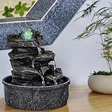 Zen'Light - Zimmerbrunnen Little Rock - Naturwasserfall mit Steineffekt und farbigem LED-Licht - Zen Tischdekoration Ideal für Meditation und Entspannung - Feng-Shui-Objekt Glück - H 23cm