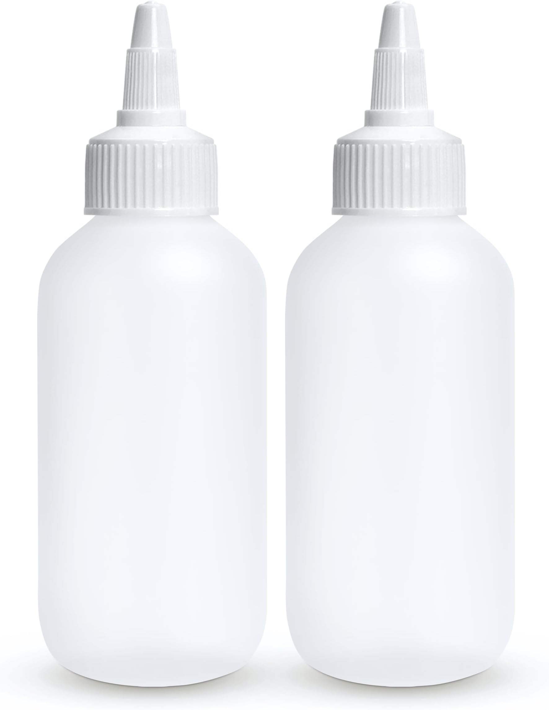 BRIGHTFROM Twist Top Applicator Bottles, Squeeze 4 OZ Empty Plastic Bottles, Refillable, Open/Close Nozzle - Multi Purpose (Pack of 2)