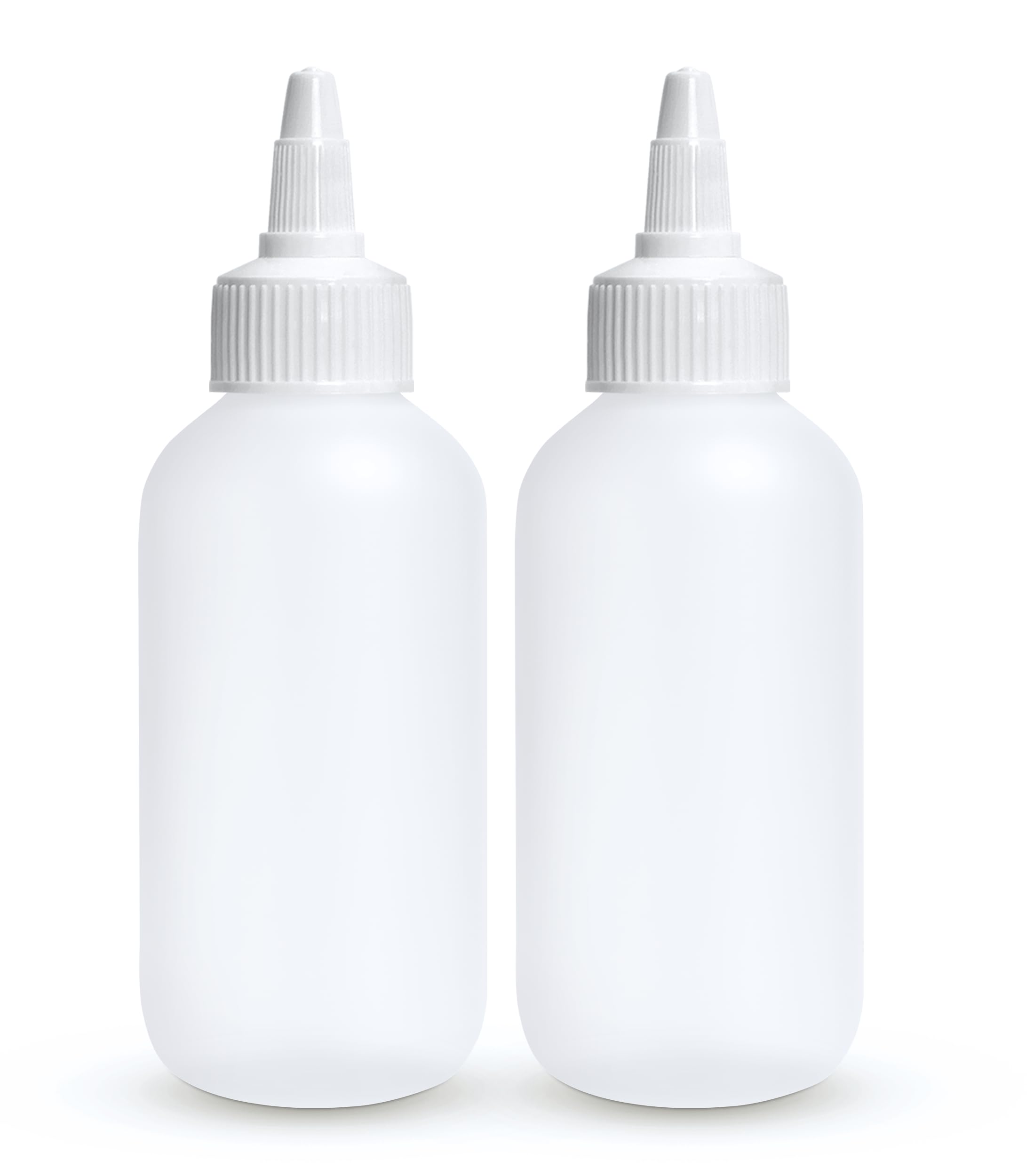 BRIGHTFROM Twist Top Applicator Bottles, Squeeze 4 OZ Empty Plastic Bottles, Refillable, Open/Close Nozzle - Multi Purpose (Pack of 2)