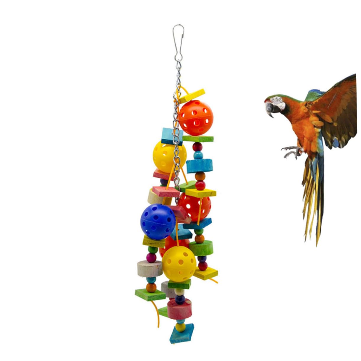 FRCOLOR 3piezas Juguete Colgante para Pájaros Juguete Educativo De Madera y Plástico Bloques y Esferas Huecas para Periquitos y para Entretenimiento y Ejercicio