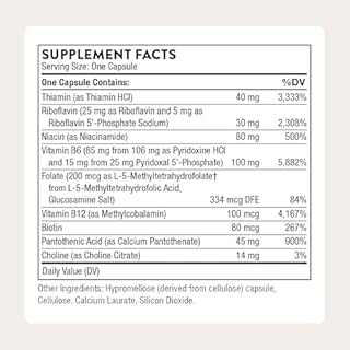 THORNE - B-Complex #6 - Vitamin B Complex with Active Forms of Essential B Vitamins & Extra B6-60 Servings