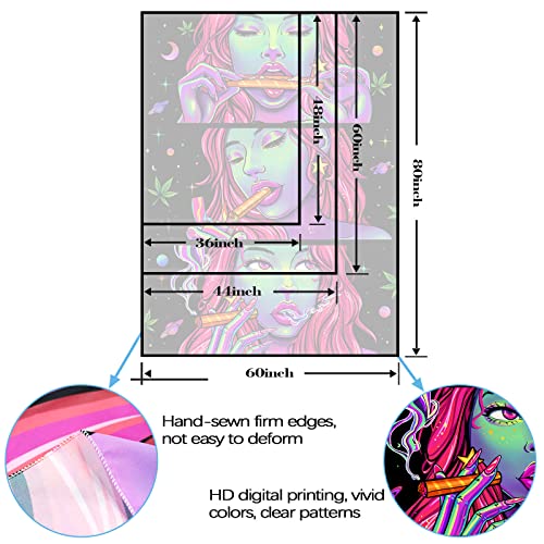Beyboyjoy Cool Girl Tapestry, Blacklight Pink Purple Hippie Mysterious Tapestry For Bedroom Room Poster Tapestries For Teens 60×80 Inch #TOP6