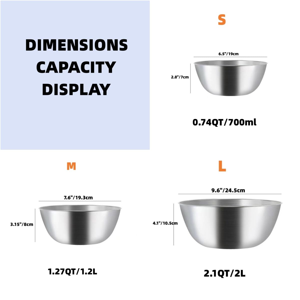 Amazon | 18/8ステンレススチール ミキシングボウルセット 3個パック