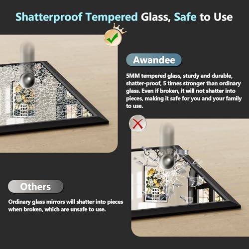 Image of 20x28 Inch Black Bathroom Mirror for Wall, Beveled Framed Rectangle Bathroom Vanity Mirrors for Over Sink, Bedroom, Living Room, Entryway, Anti-Rust, HD Tempered Glass, Horizontally /Vertically