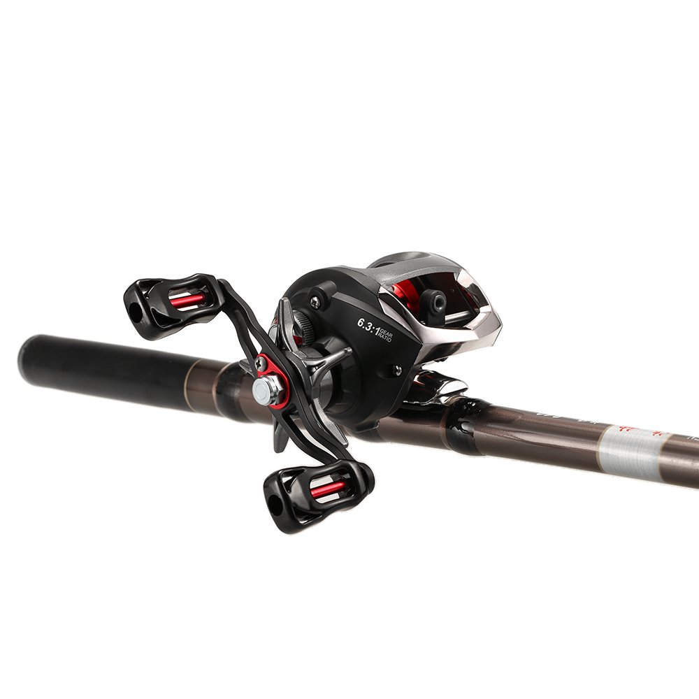 Lixada Moulinet Baitcasting Roulement à billes haute vitesse 12 + 1 Bobine de pêche avec système de freinage magnétique, ., Noir , Rechts Hand