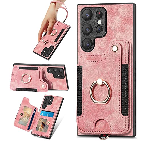 Funda de cuero rosa para Galaxy A33 ideal para videollamadas y viajes