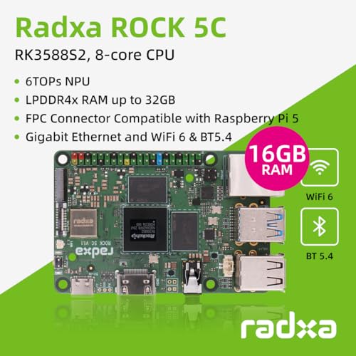 Image of Radxa Rock 5C(Lite) RK3588S2, 8-core CPU SBC, HDMI with 8K Output, PCIe 2.1 1-Lane, Gigabit Ethernet, Single Board Computer Rock 5C 16GB