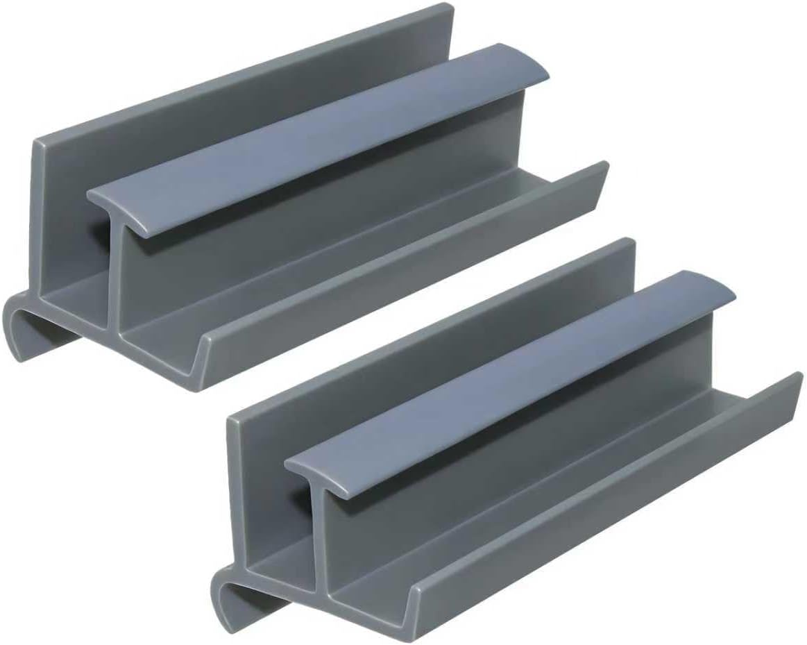 Gray Sliding Shower Door Bottom Guide for 3″ Long x 1-3/8″ Wide Glass Sliding Shower Doors, Sliding Shower Door Bottom Track Fits Glass Thickness: 5/16″ and 1/4″ (2 Pack)
