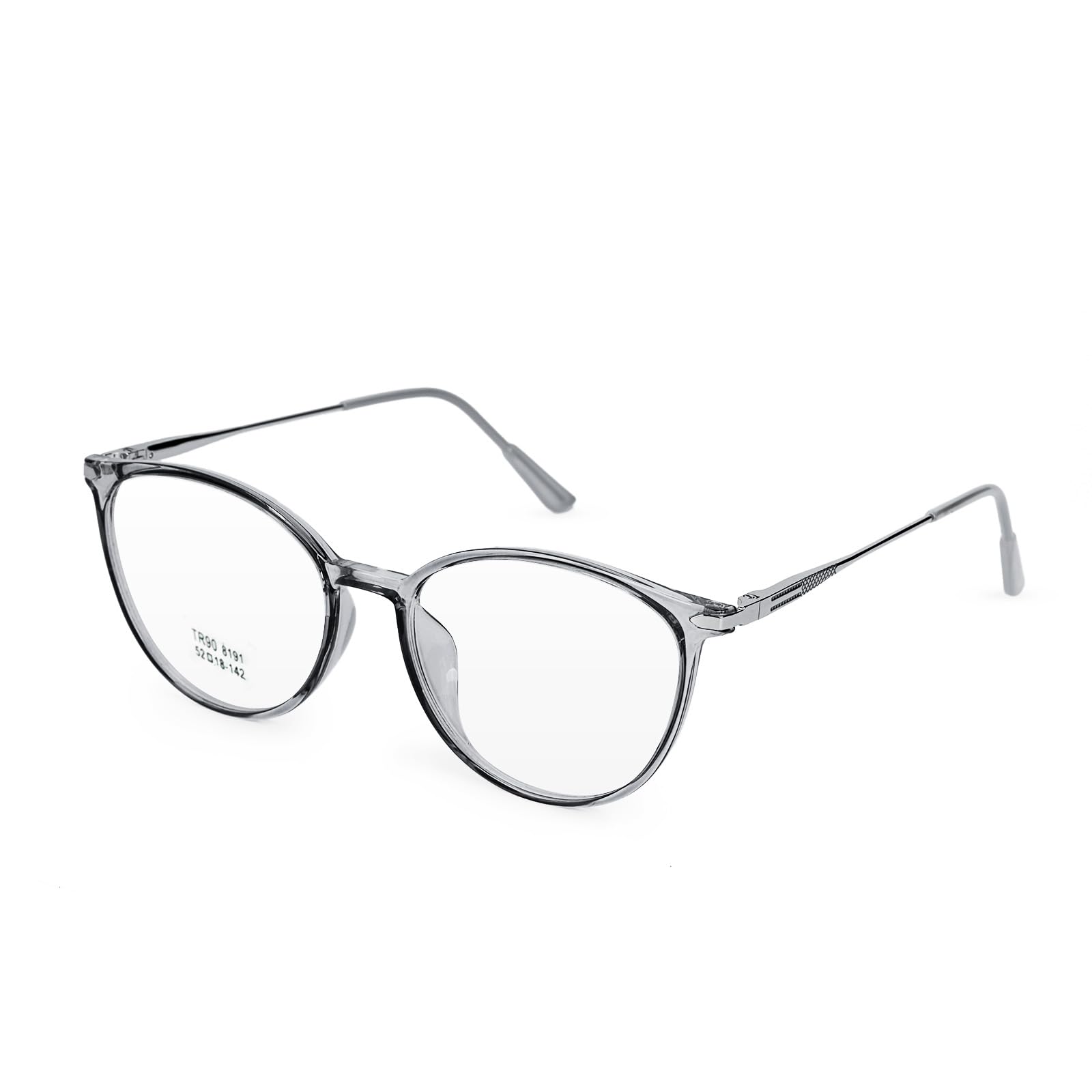 Sumato Round Frame with Non-prescription Clear Lenses Eyewear for Women Men?Vintage Fake Eyeglasses Gray