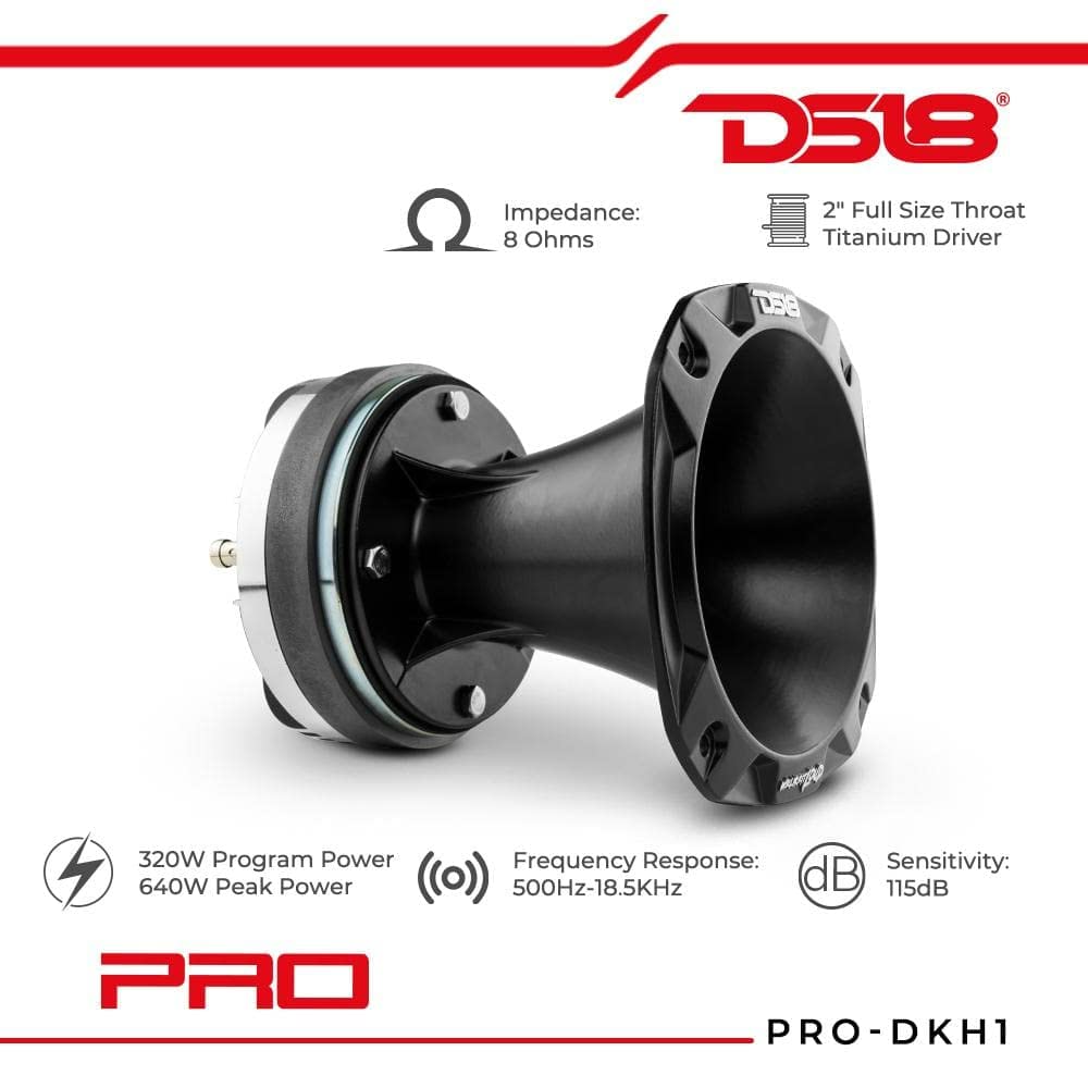 DS 18, Pro-DKH1 PRODKH1 Driver de compresión de bocina Cuadrada 16,2 x 16,2 cm 320 vatios rms 640 vatios máx 8 ohmios 108 dB, Bobina móvil de 2,03 inch, 1 Pieza