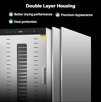 HNBYLMM 1000W Commercial Freeze Dryer, 10 Layers Food Dehydrator, Timing: 0-24 H, Temperature: 86℉~194℉ + Control Panel, 360° Fan, for Fruits, Vegetables, Meat, Seafood